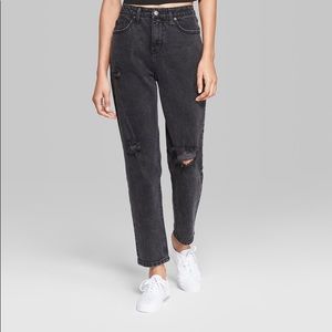 Distressed Black Mom Jeans